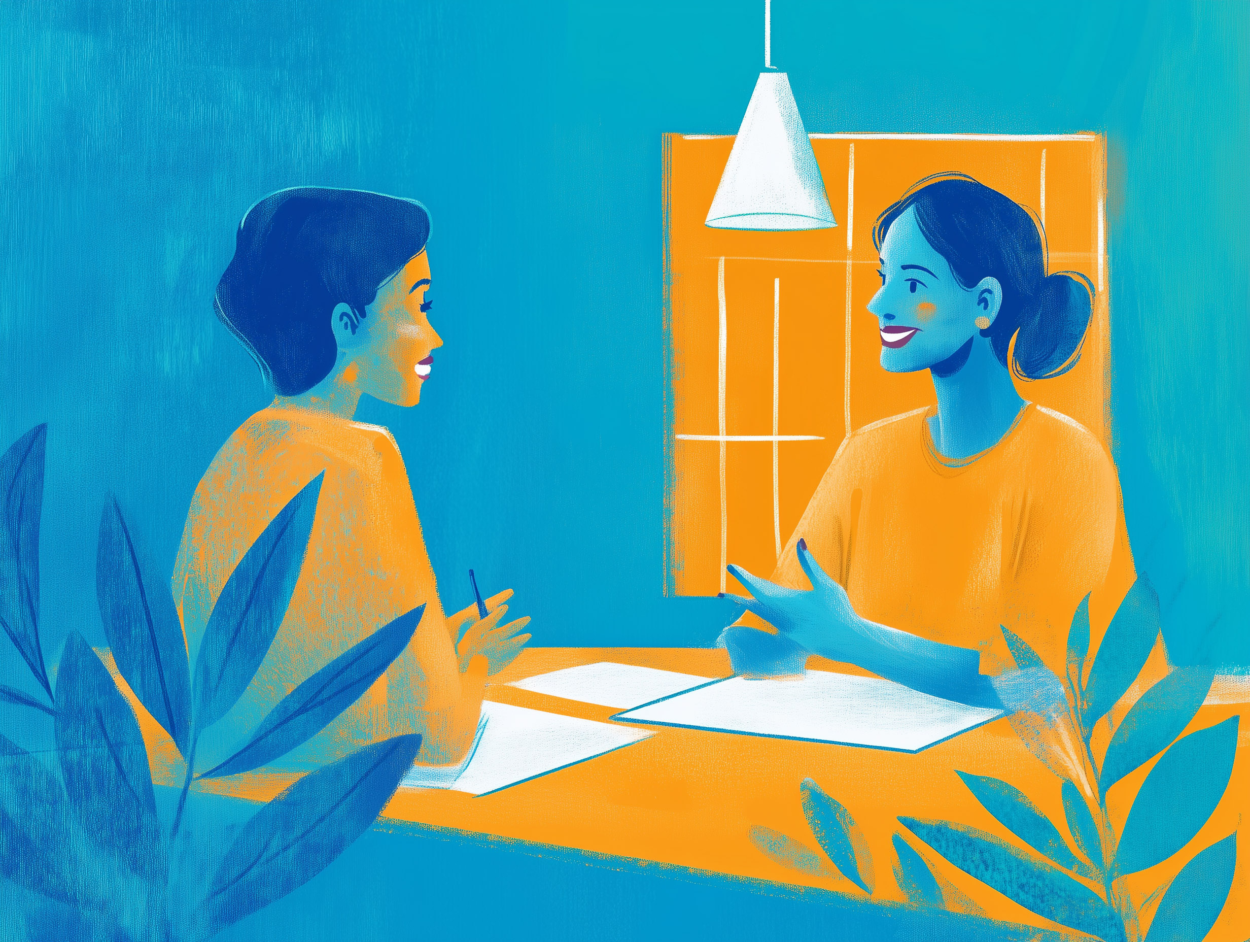 starflash_camera_a_woman_and_a_man_talking_gentle_smiling_they