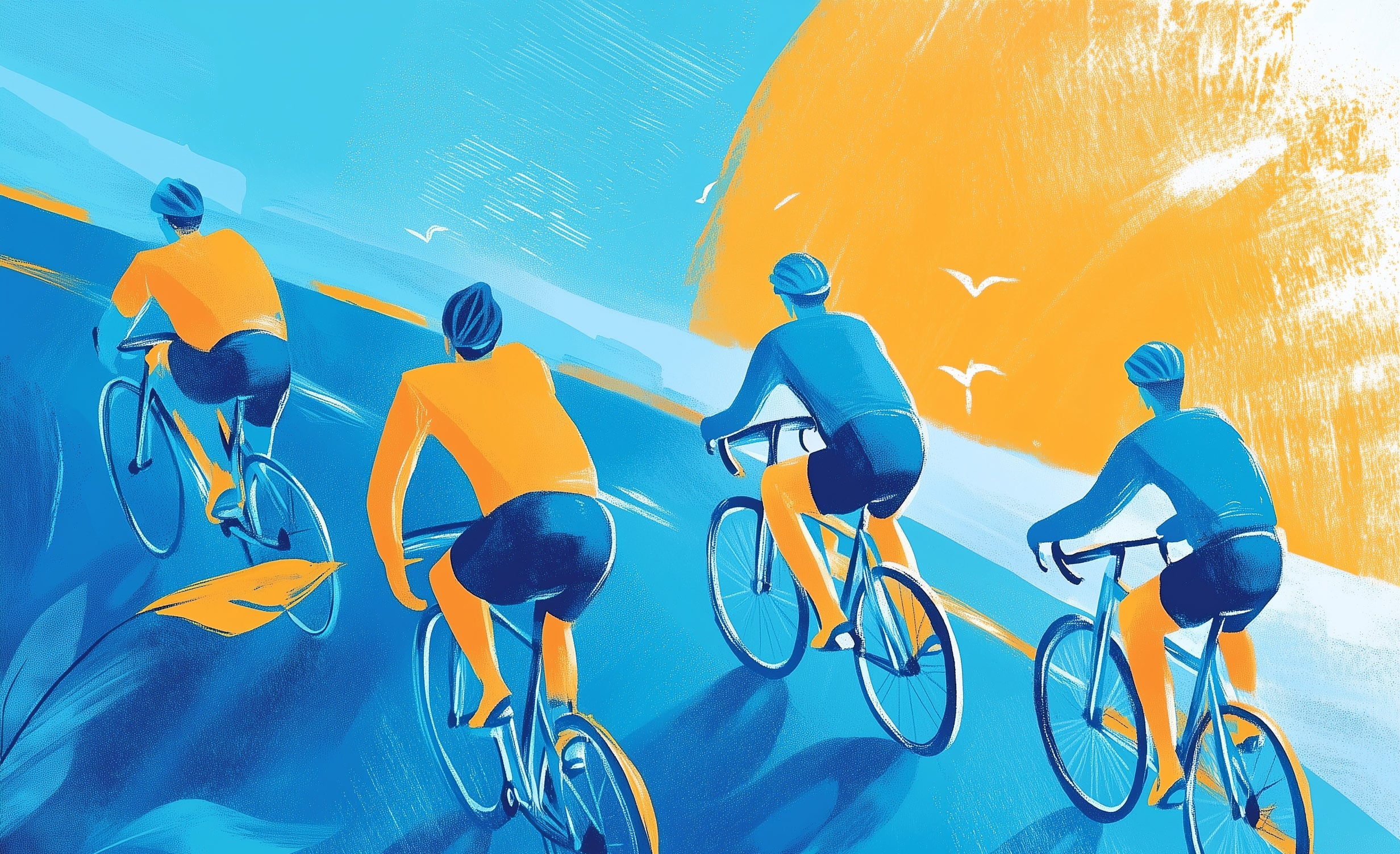 starflash_camera_illustration_of_4_cyclists_road_ciclyng_during